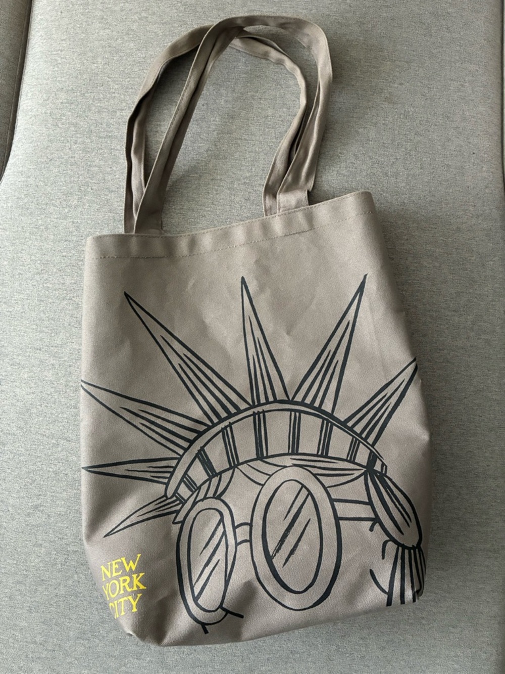 Starbucks NYC Gray Tote with Yellow Brand Tab and Black Print